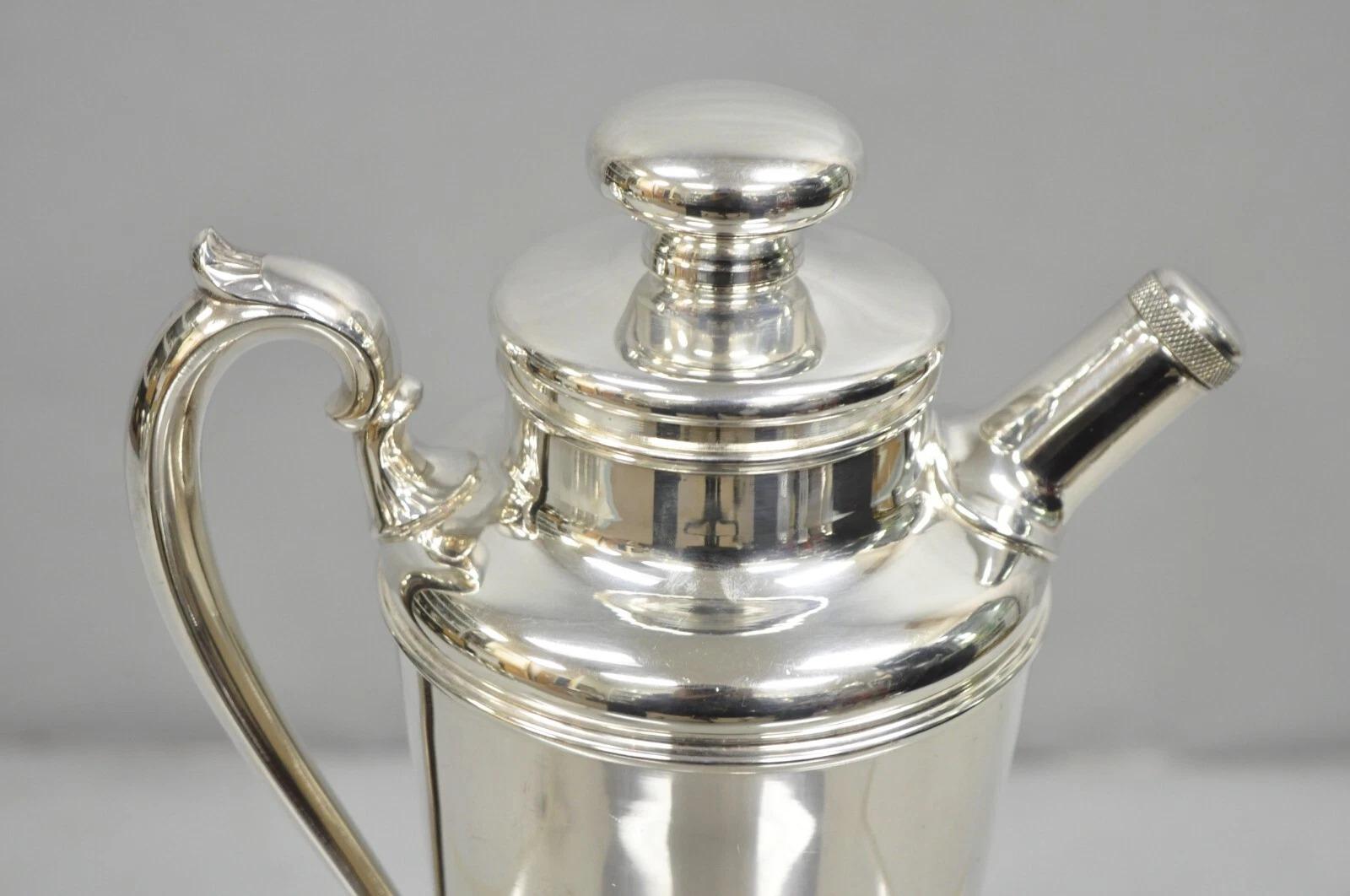 Unknown Vintage Art Deco Sheffield Silver Plated 332 USA Martini Cocktail Shaker Pitcher For Sale