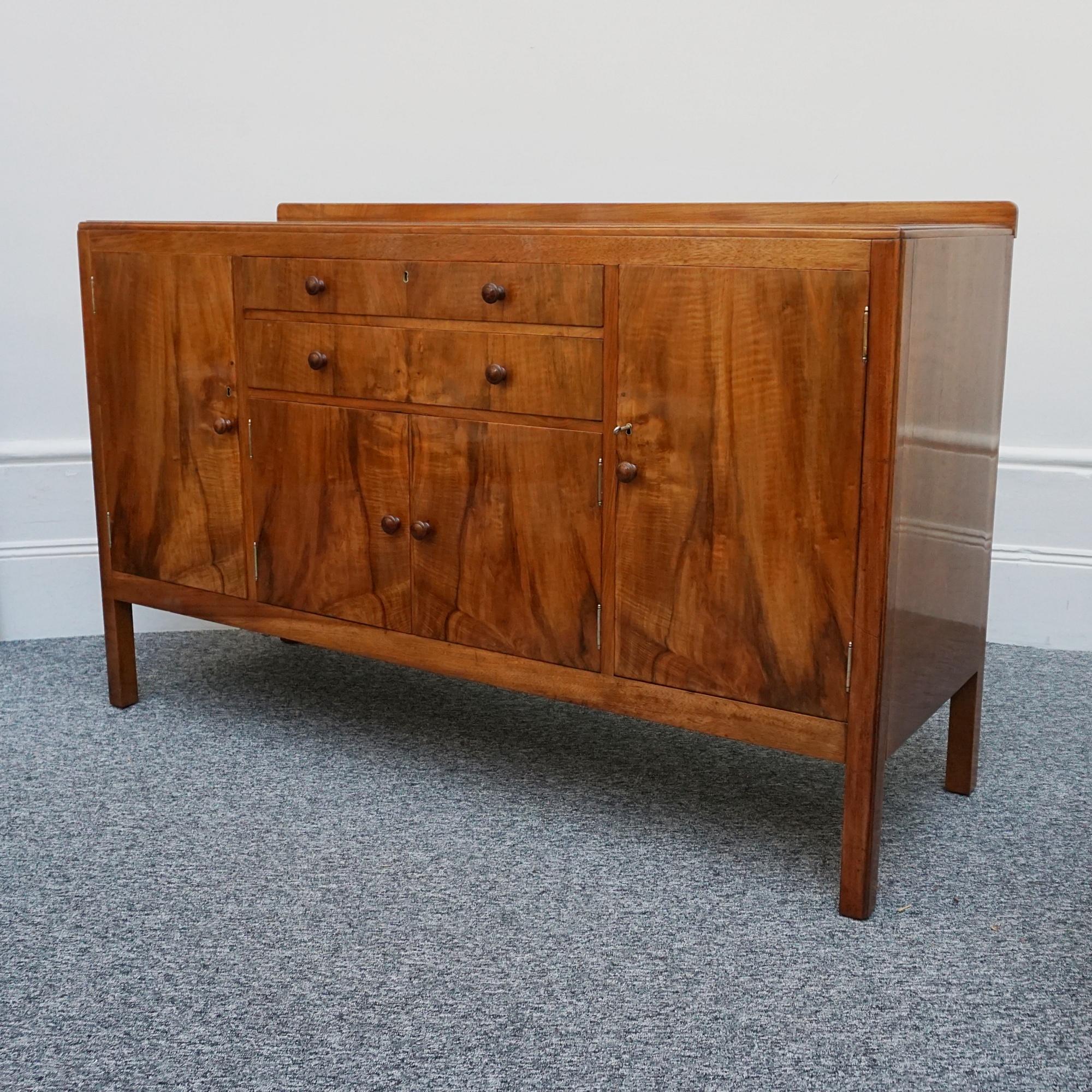 Vintage Art Deco Sideboard by Heal's of London Burr and Figured Walnut For Sale 7