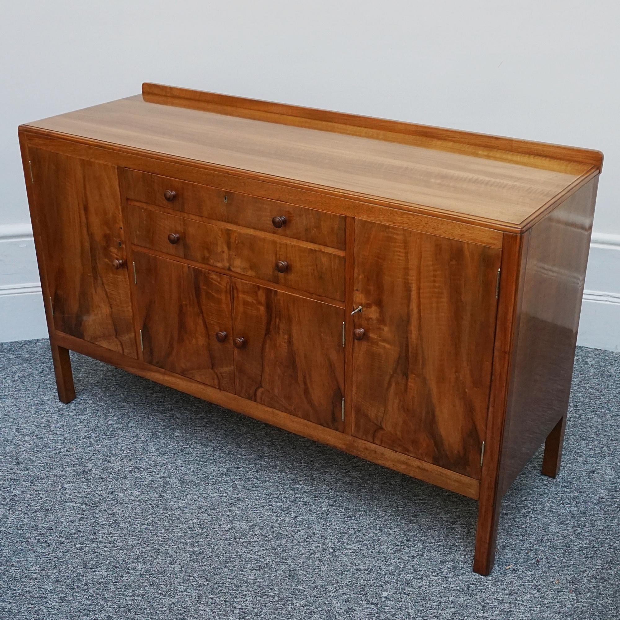 Vintage Art Deco Sideboard by Heal's of London Burr and Figured Walnut 8