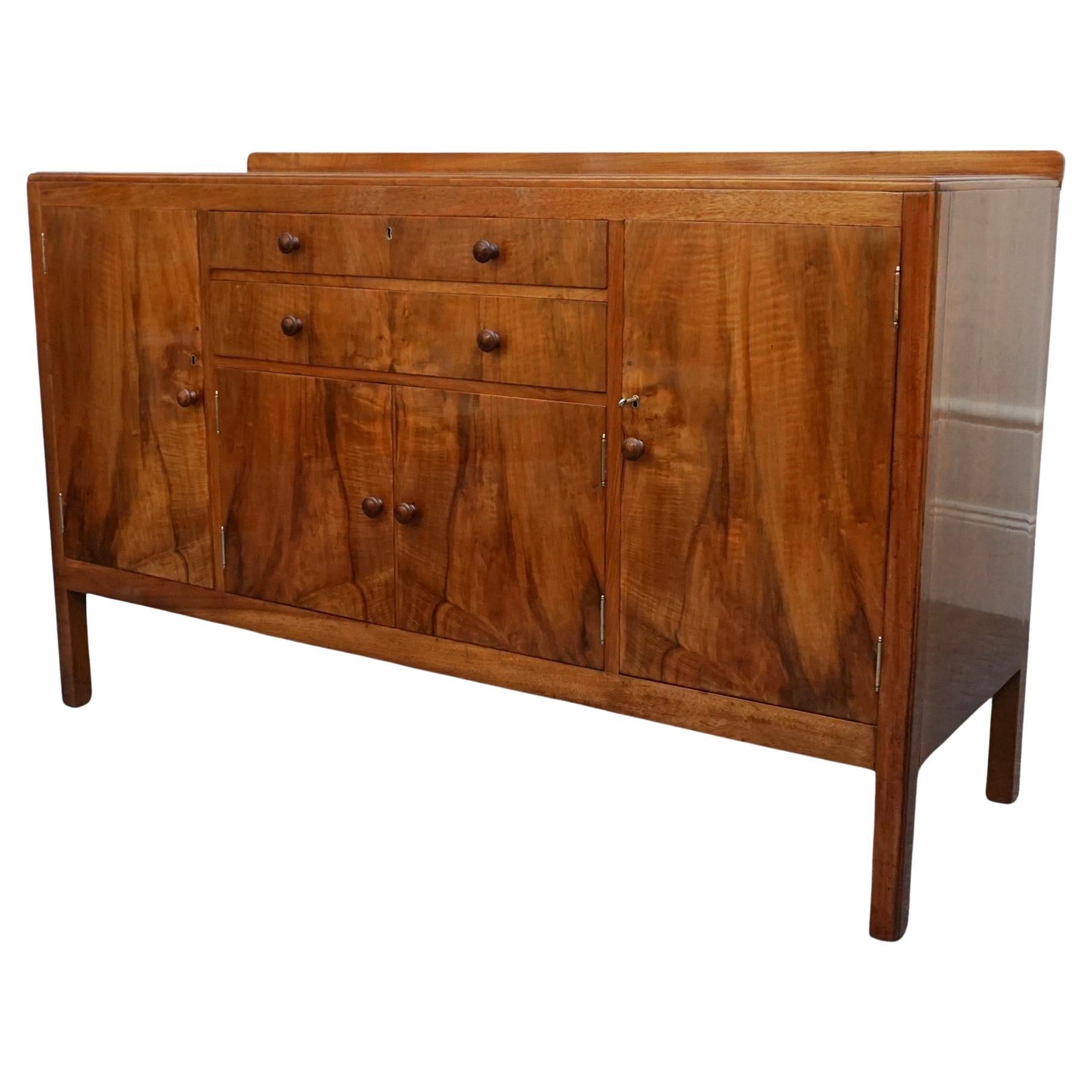 Vintage Art Deco Sideboard by Heal's of London Burr and Figured Walnut For Sale