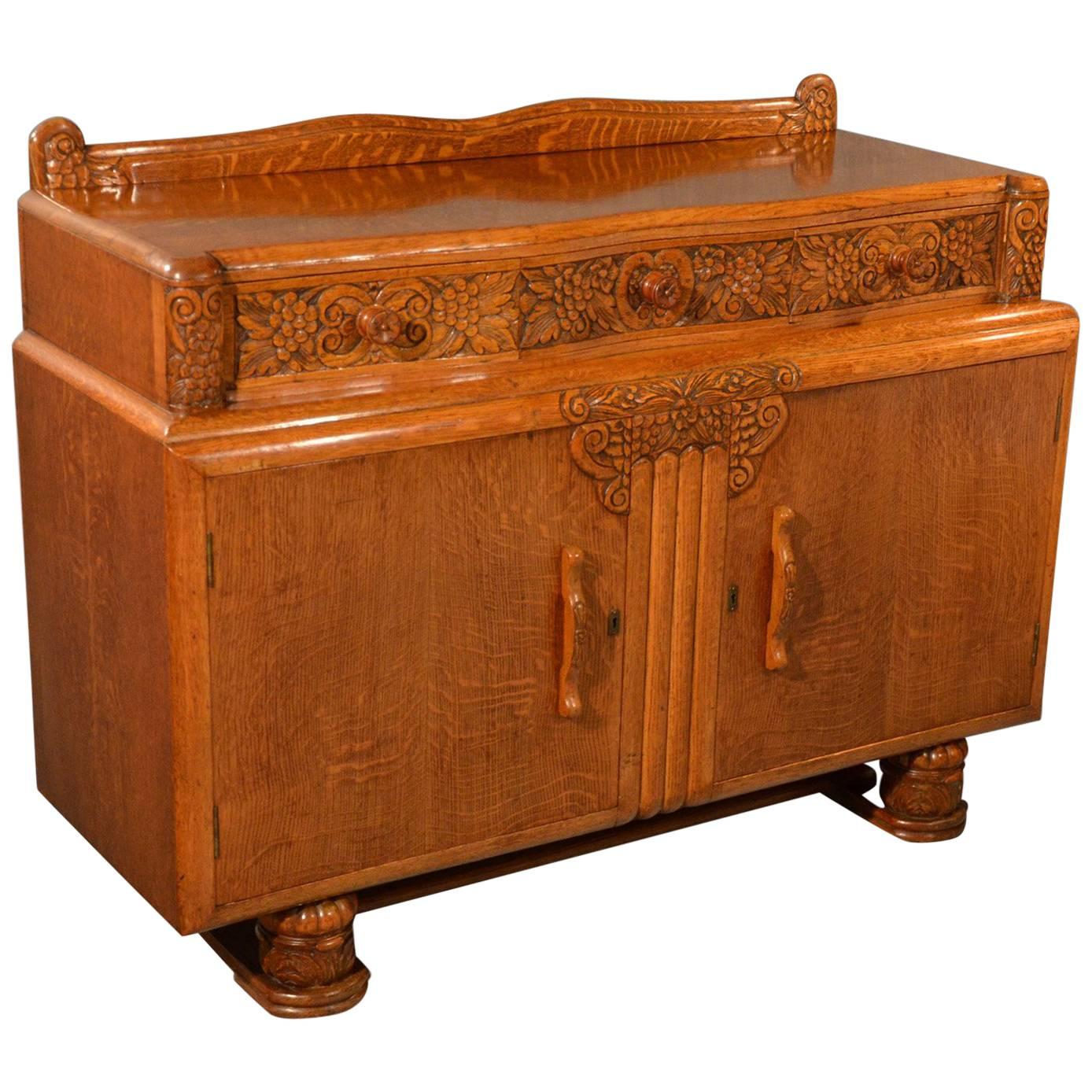 Vintage Art Deco Sideboard:: Englischer Buffetschrank:: Eiche:: um 1940