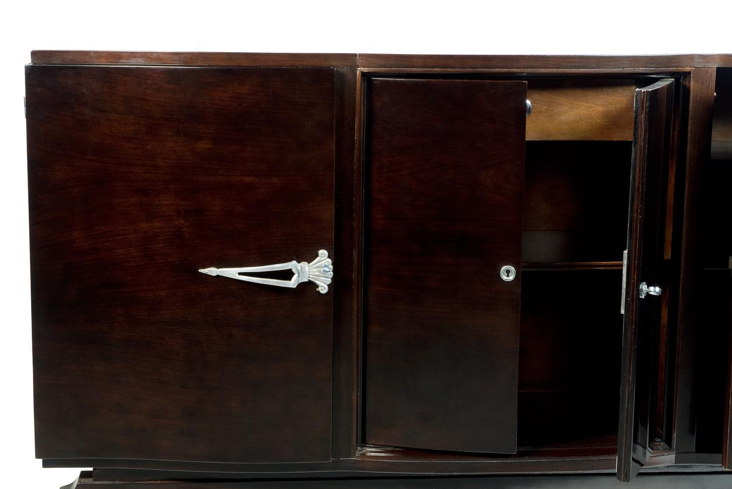Vintage-Sideboard im Art déco-Stil mit verchromten Akzenten, 1930er Jahre (Französisch) im Angebot