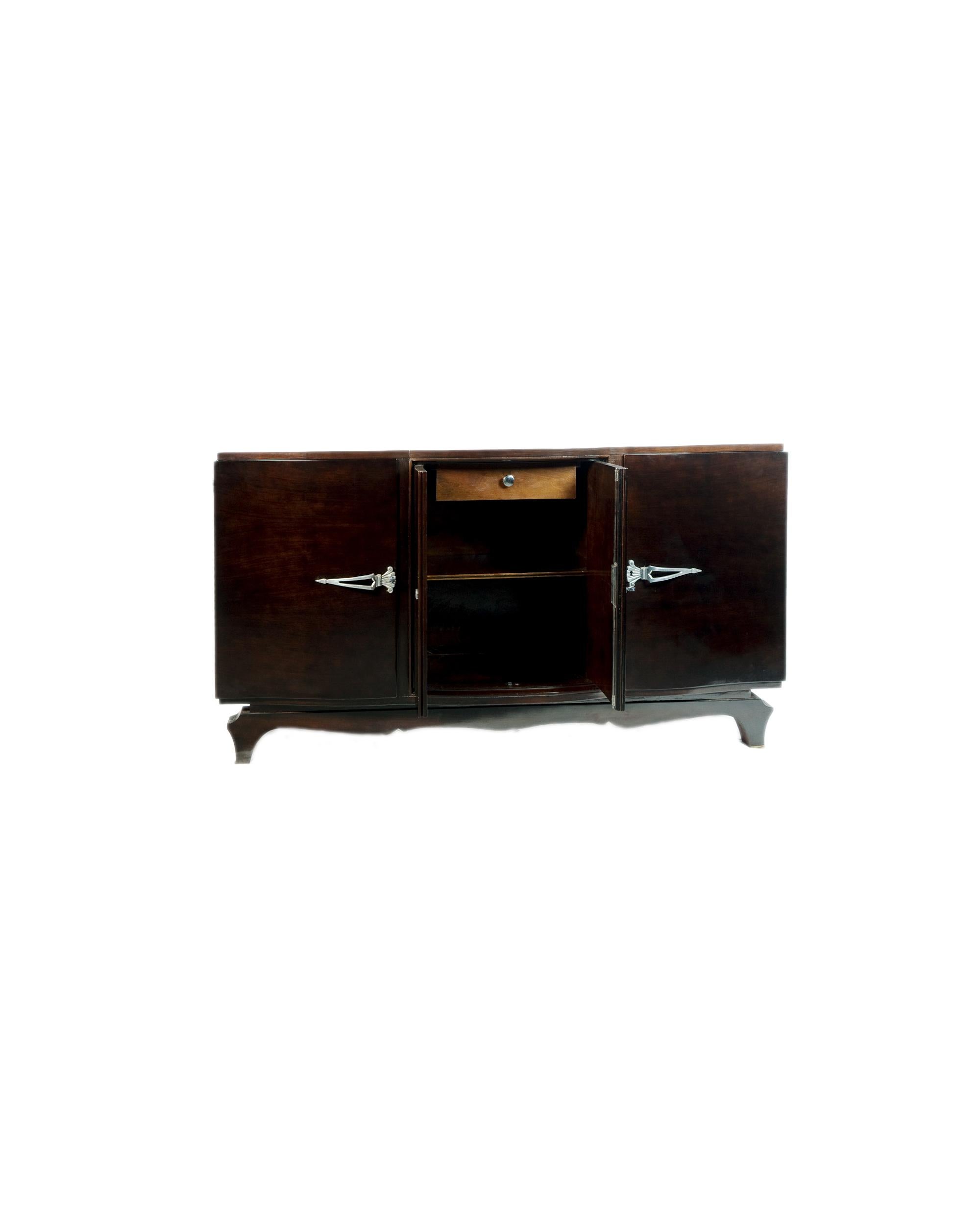 Francese Credenza Art Déco d'epoca con inserti cromati, anni '30 in vendita