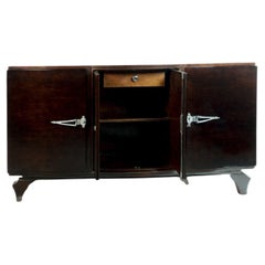 Credenza Art Déco d'epoca con inserti cromati, anni '30