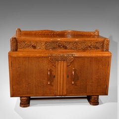 Vintage Art Deco Sideboard, English Buffet Cabinet, Oak, circa 1940