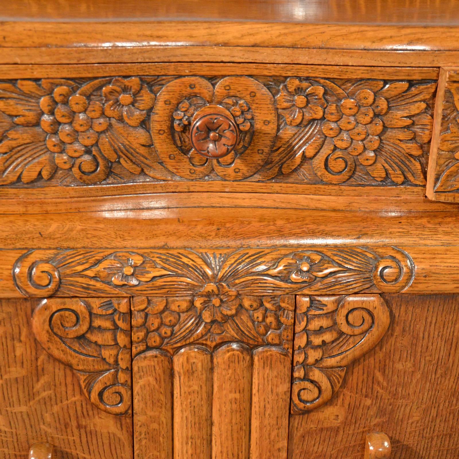 Vintage Art Deco Sideboard:: Englischer Buffetschrank:: Eiche:: um 1940 2