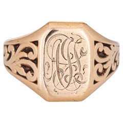 Antique Art Deco Signet Ring Square 10k Rose Gold Sz 8.25 Fine Jewelry