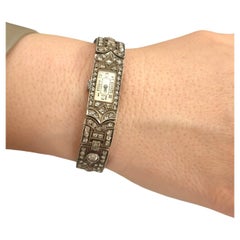 Vintage Art Deco Silver and Diamond Wrist Watch