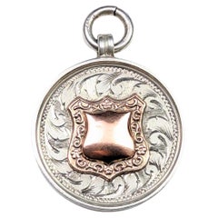 Antique Art Deco Silver and Rose Gold Fob Pendant, Watch Fob