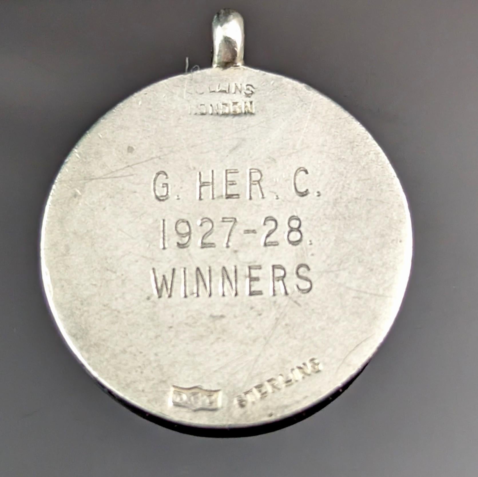 Vintage Art Deco silver and silver gilt football fob pendant  1