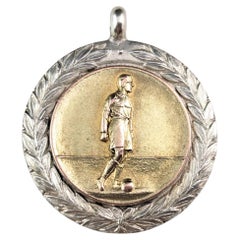 Vintage Art Deco silver and silver gilt football fob pendant 