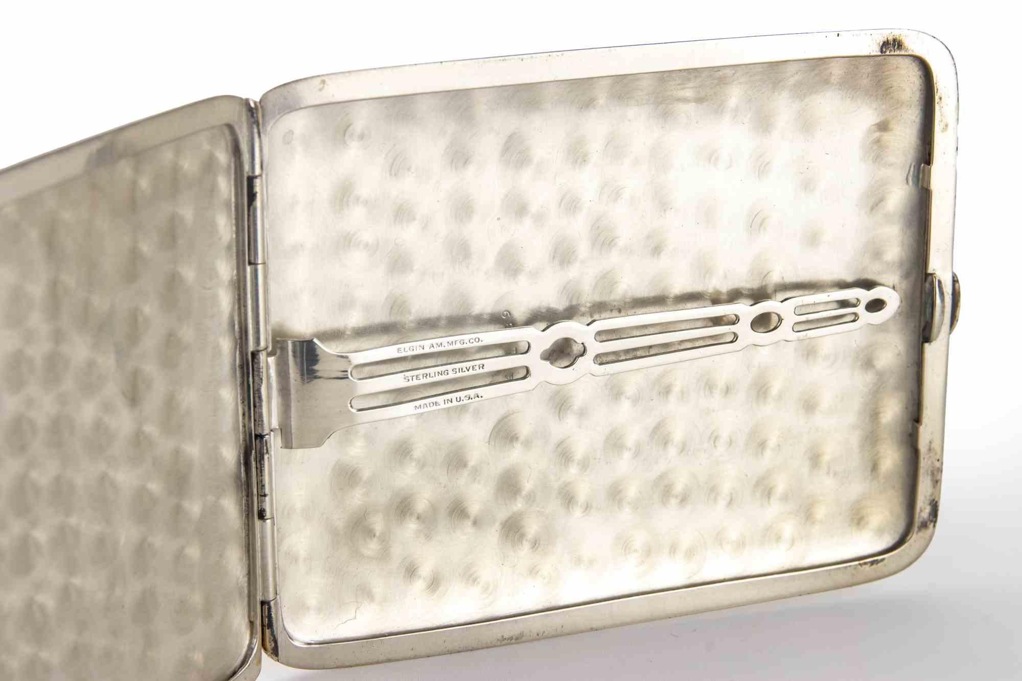 Vintage Art Deco Silver Cigarette Case by Elgin MFG. CO., 1930s (Silber) im Angebot