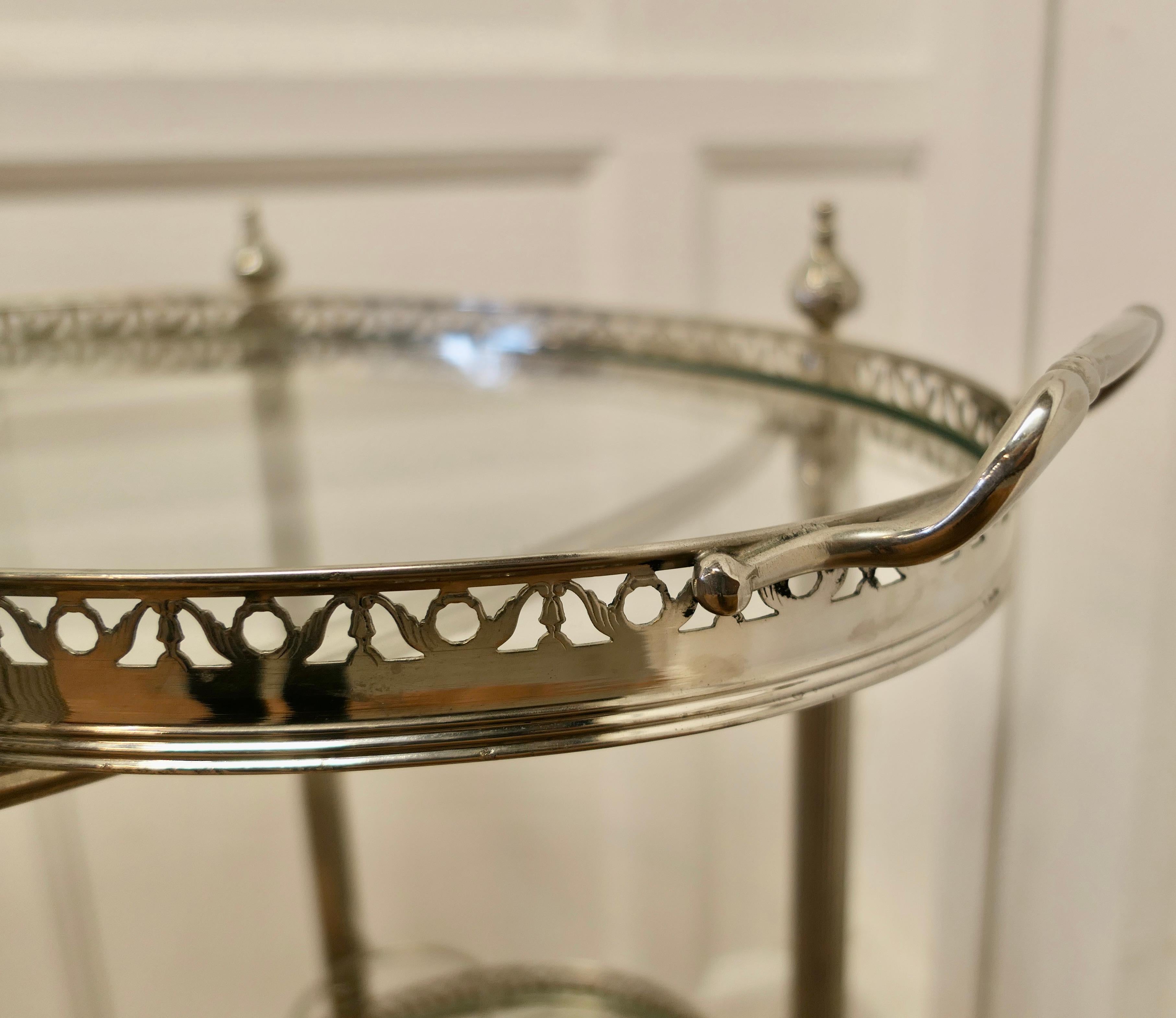 Vintage Art Deco Silver Drinks Trolley with Glass Tray a Very Decorative Piece 5