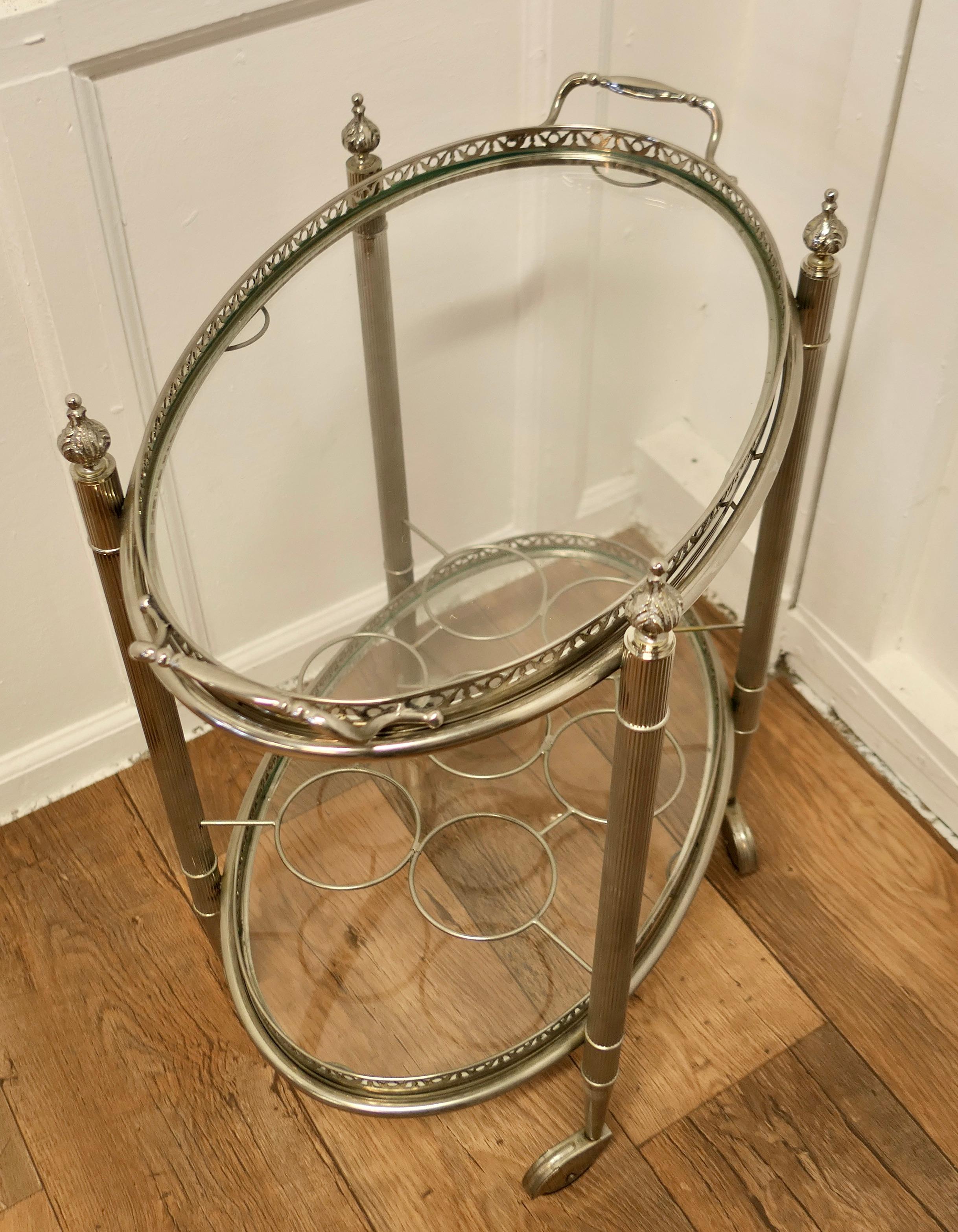 Vintage Art Deco Silver Drinks Trolley with Glass Tray a Very Decorative Piece 7