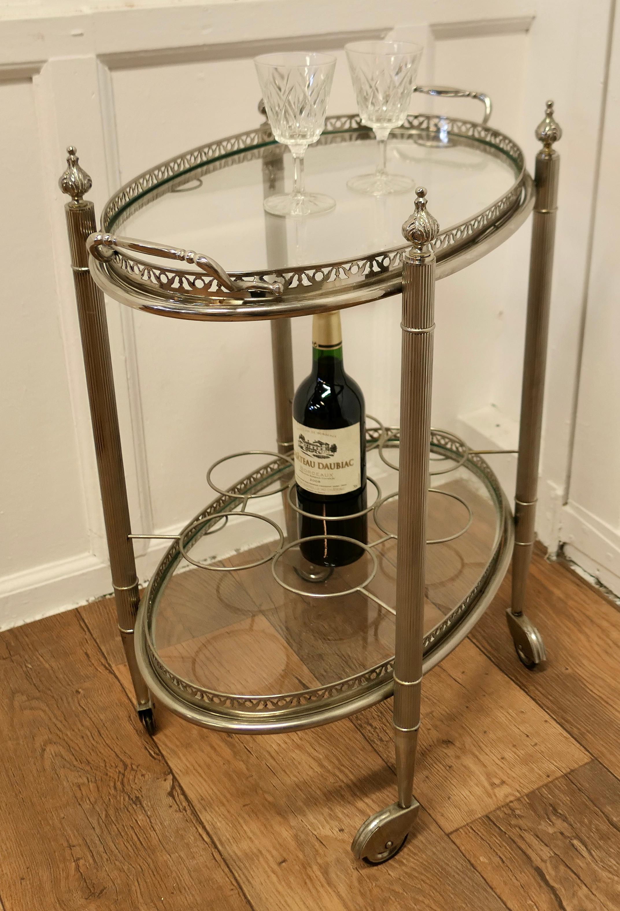 Vintage Art Deco Silver Drinks Trolley with Glass Tray a Very Decorative Piece 9