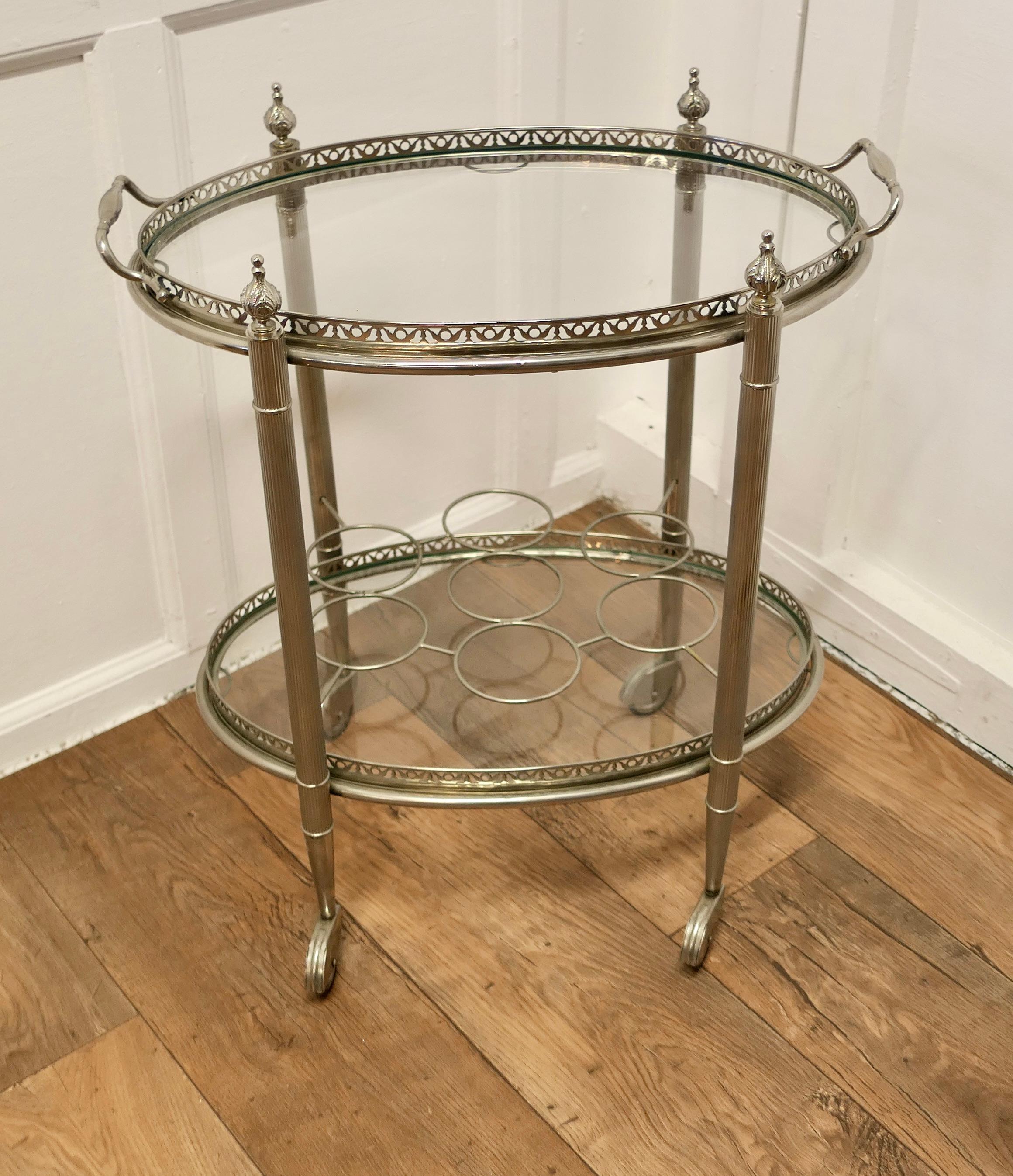 Vintage Art Deco Silver Drinks Trolley with Glass Tray a Very Decorative Piece In Good Condition In Chillerton, Isle of Wight