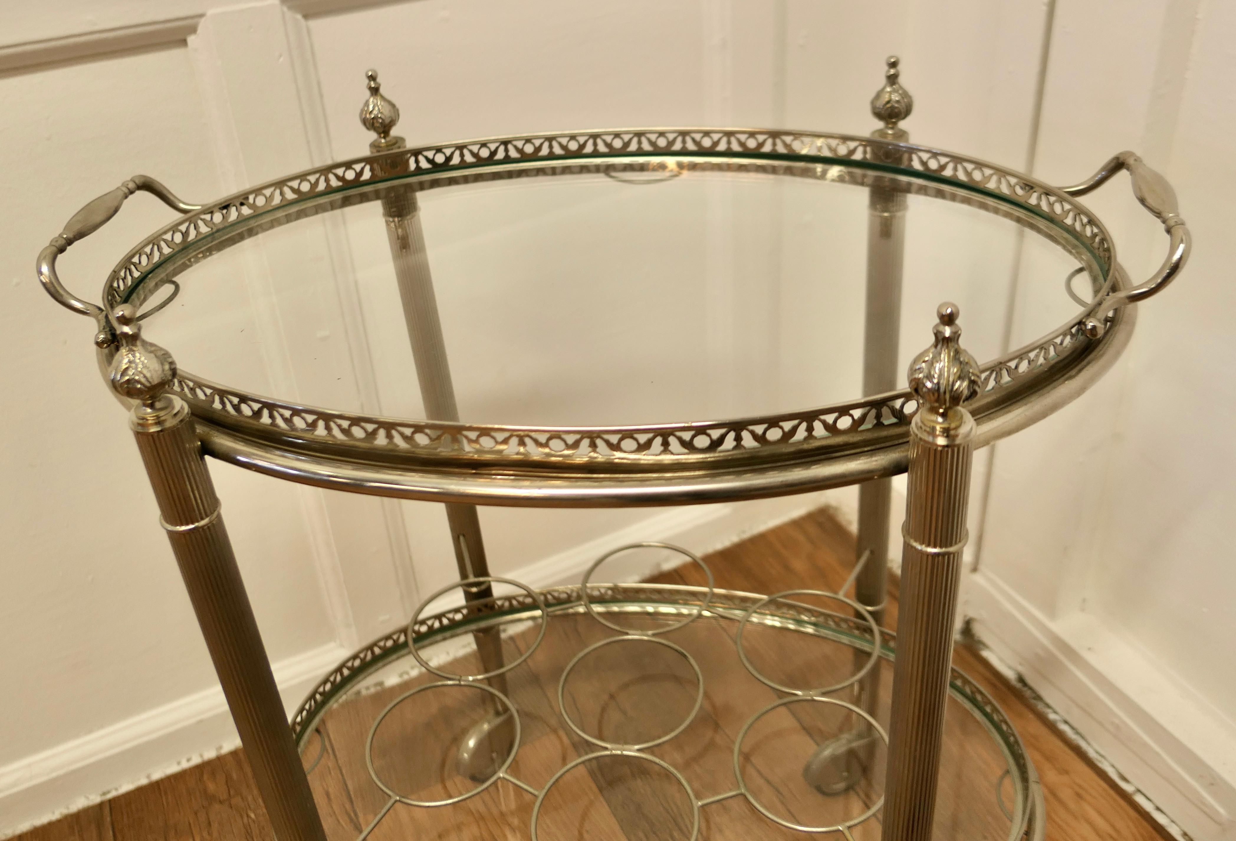 Silver Plate Vintage Art Deco Silver Drinks Trolley with Glass Tray a Very Decorative Piece