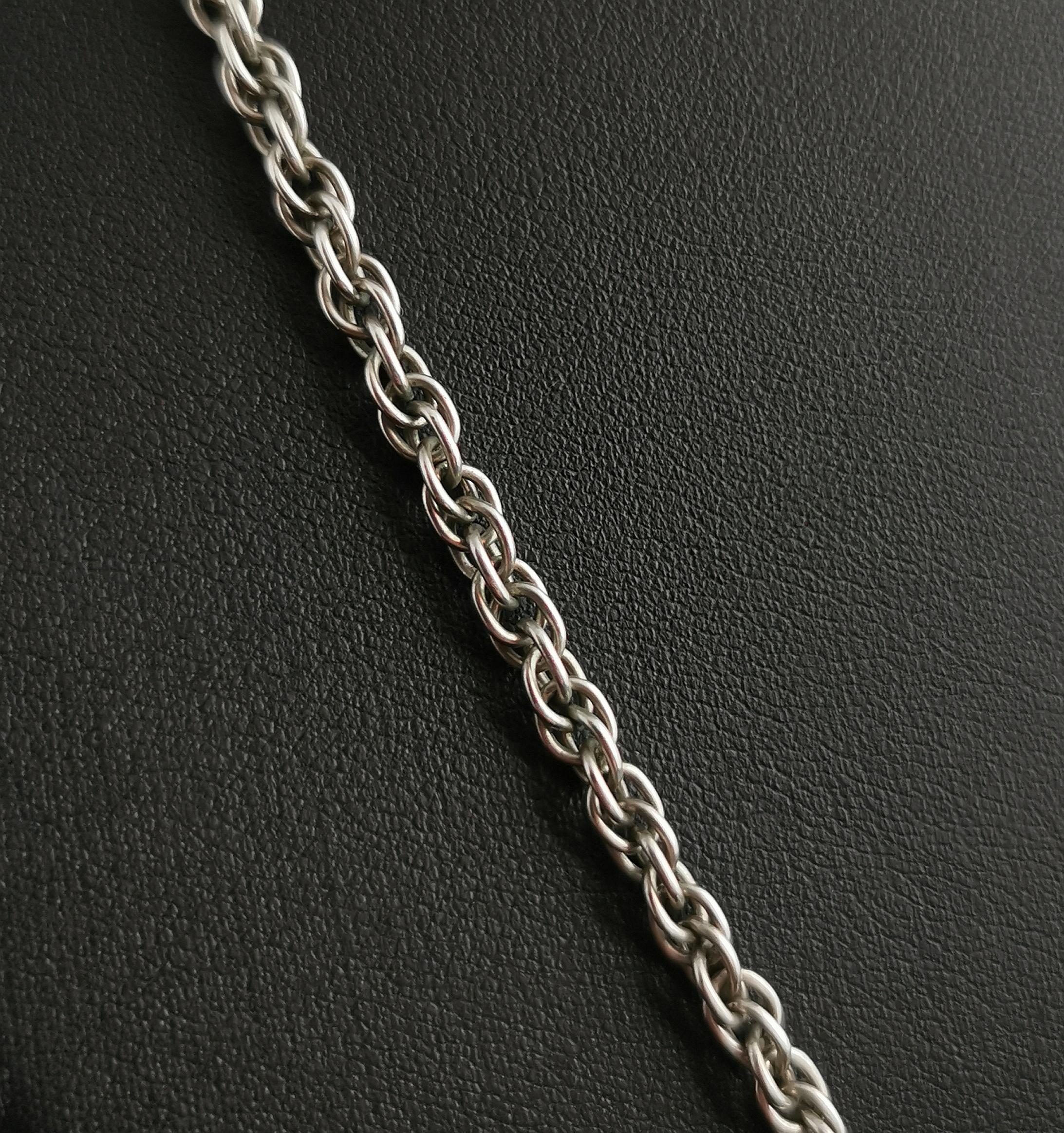 Vintage Art Deco Silver Fancy Rope Link Chain Necklace 7