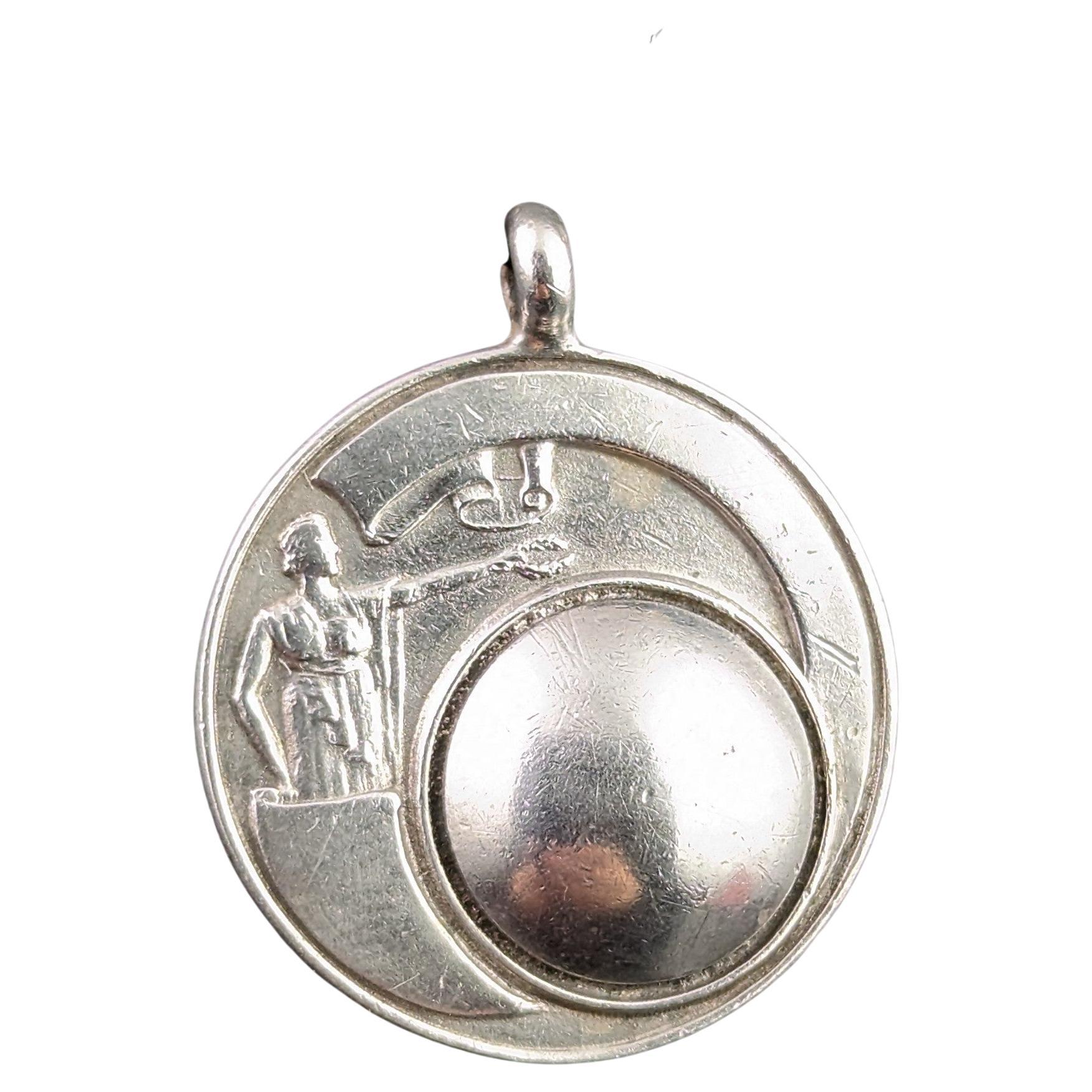 Vintage Art Deco Silver Fob Pendant, Cynthia Dare