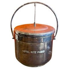 Vintage Art Deco Silver Plate and Glass "Hotel Ritz Paris" Ice Bucket