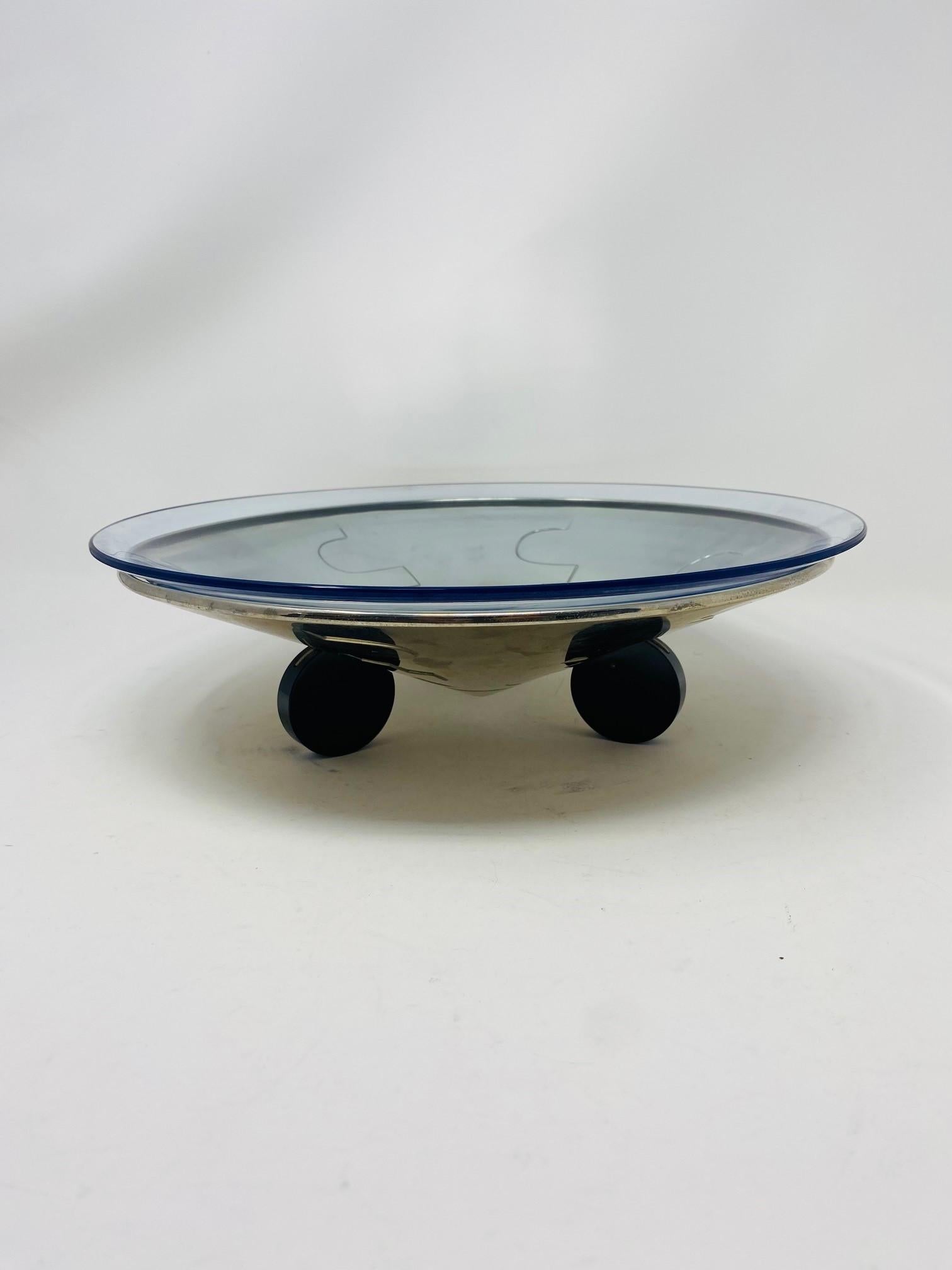 Glass Vintage Art Deco Silver Plated Bowl 1930s For Sale