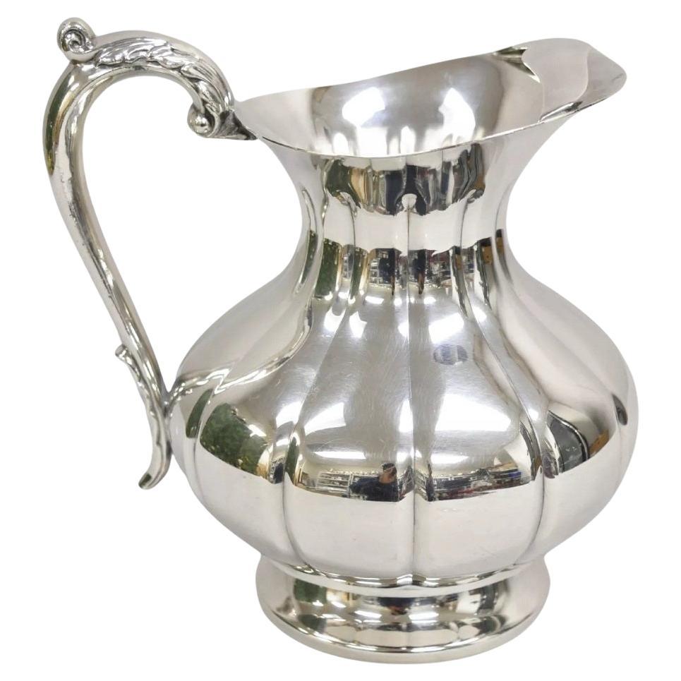 Vintage Art Deco Silver Plated Bulbous Footed Water Pitcher with Handle