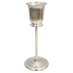 Cubitera de pie Art Decó vintage bañada en plata Enfriadora de champán y vino