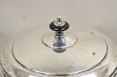Vintage Art Deco Silver Plated Glass Lined Lidded Ice Bucket by Crescent