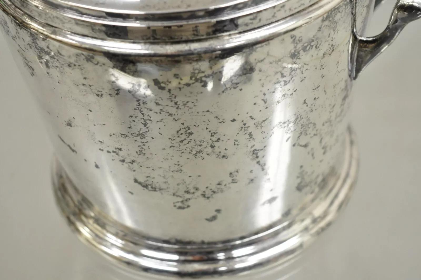 Vintage Art Deco Silver Plated Glass Lined Lidded Ice Bucket by Crescent 3