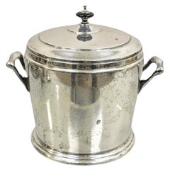 Vintage Art Deco Silver Plated Glass Lined Lidded Ice Bucket by Crescent