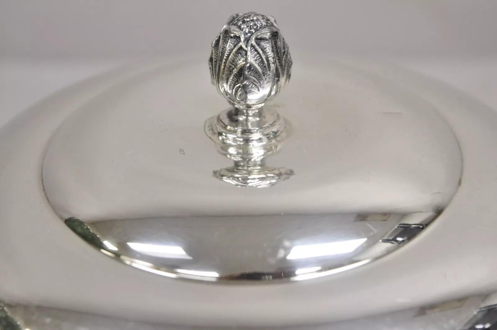 Unknown Vintage Art Deco Silver Plated Glass Lined Lidded Ice Bucket by Federal Silver For Sale