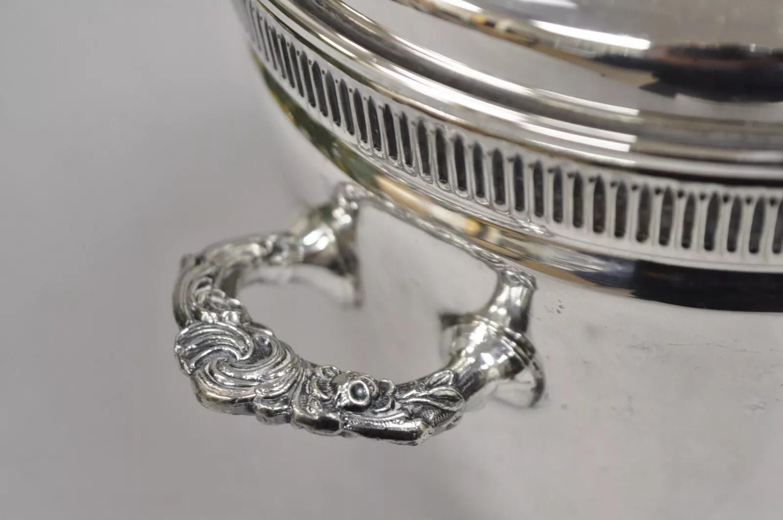 Vintage Art Deco Silver Plated Glass Lined Lidded Ice Bucket by Federal Silver For Sale 1