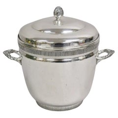 Vintage Art Deco Silver Plated Glass Lined Lidded Ice Bucket by Federal Silver