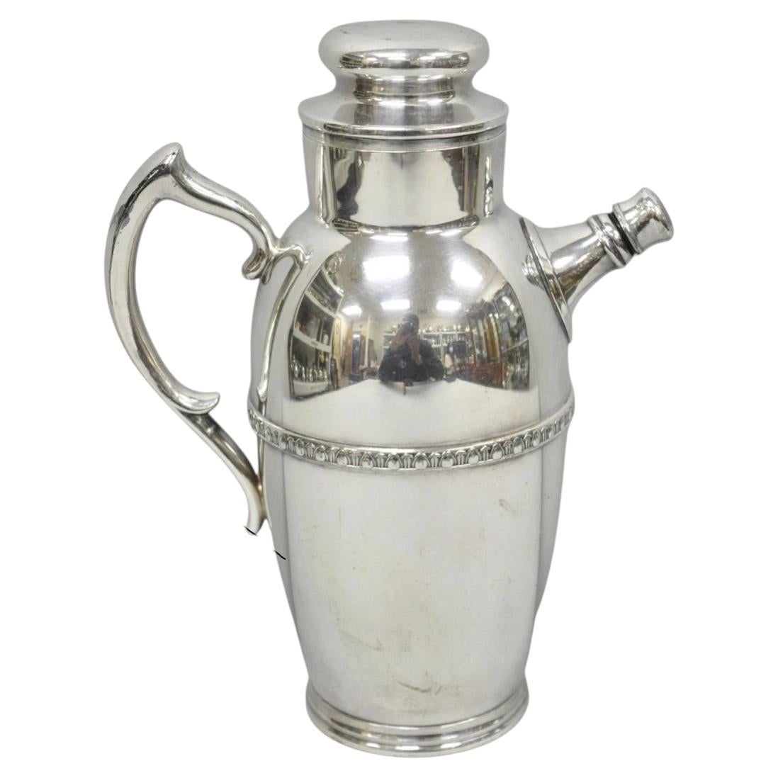 Vintage Art Deco Silver Plated Martini Cocktail Shaker Pitcher by Poole 2601 For Sale