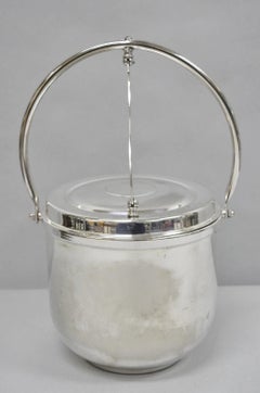 Vintage Art Deco Silver Plated Reticulating Hinge Bar Ice Bucket by Towle