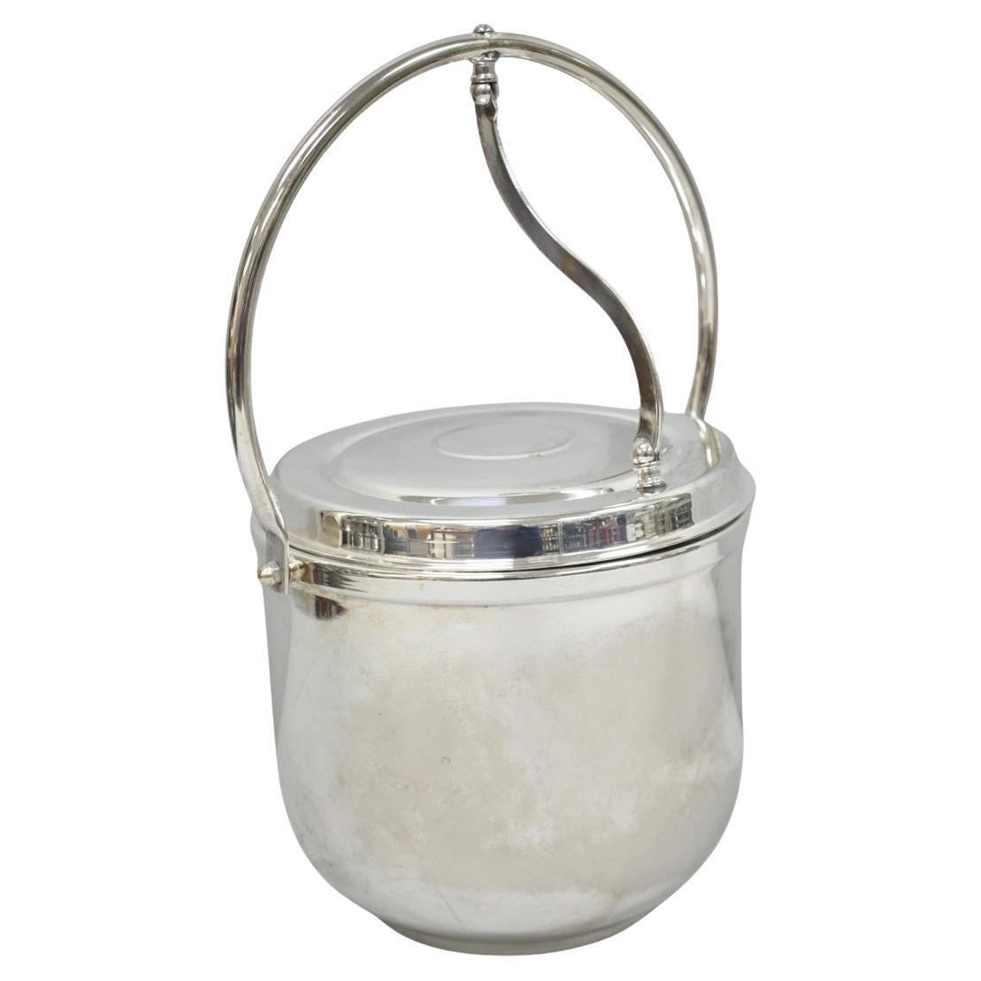 Vintage Art Deco Silver Plated Reticulating Hinge Bar Ice Bucket by Towle For Sale
