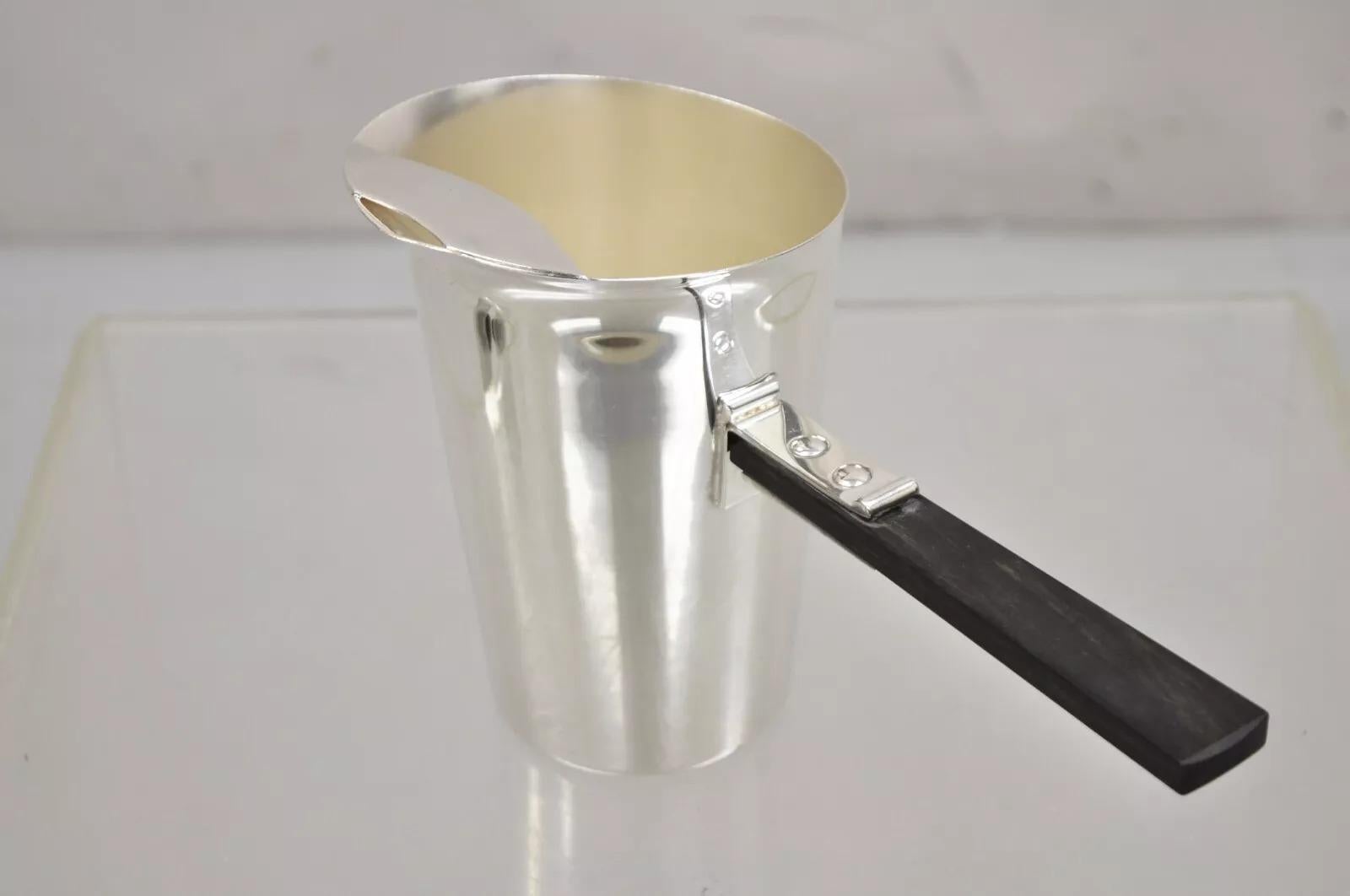 Vintage Art Deco Versilberte Sauciere Warmhaltekanne mit Holzgriff im Angebot 2