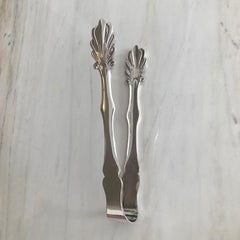 Vintage Art Deco Silverplate Ice Tongs Barware, 1930s
