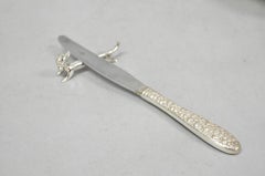 Vintage Art Deco Small Silver Plated Metal Figural Cat Knife Rests - Set of 5