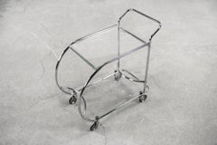 Vintage Art Dèco Small Tubular Steel Chrome Plated and Glass Bar Cart, 1950s