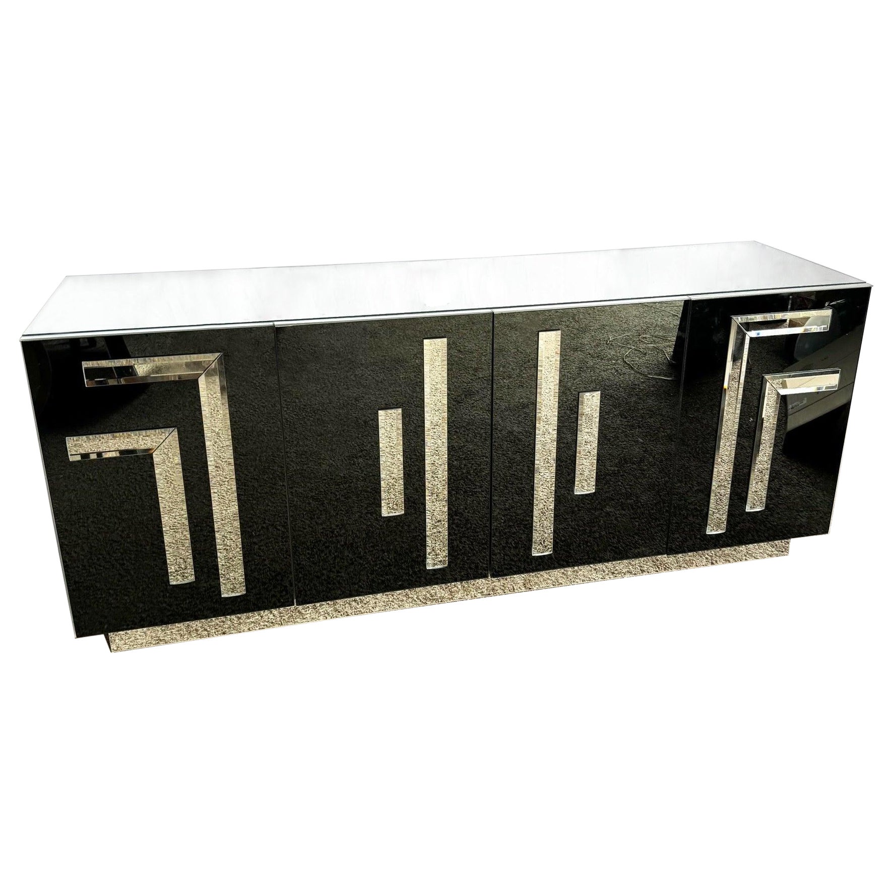 Vintage Art Deco Smoked Mirrored and Mirrored Credenza