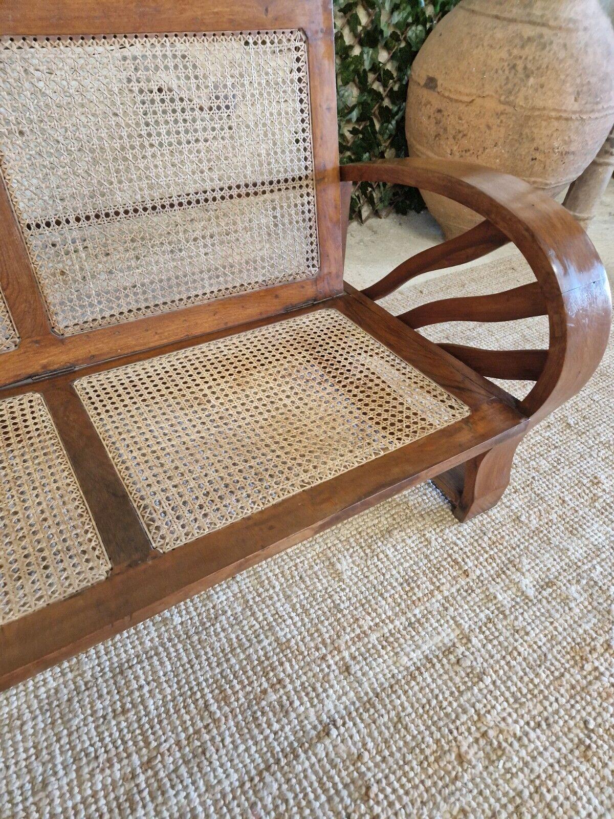 Art Deco Sofa Colonial Style Cane and Walnut  3
