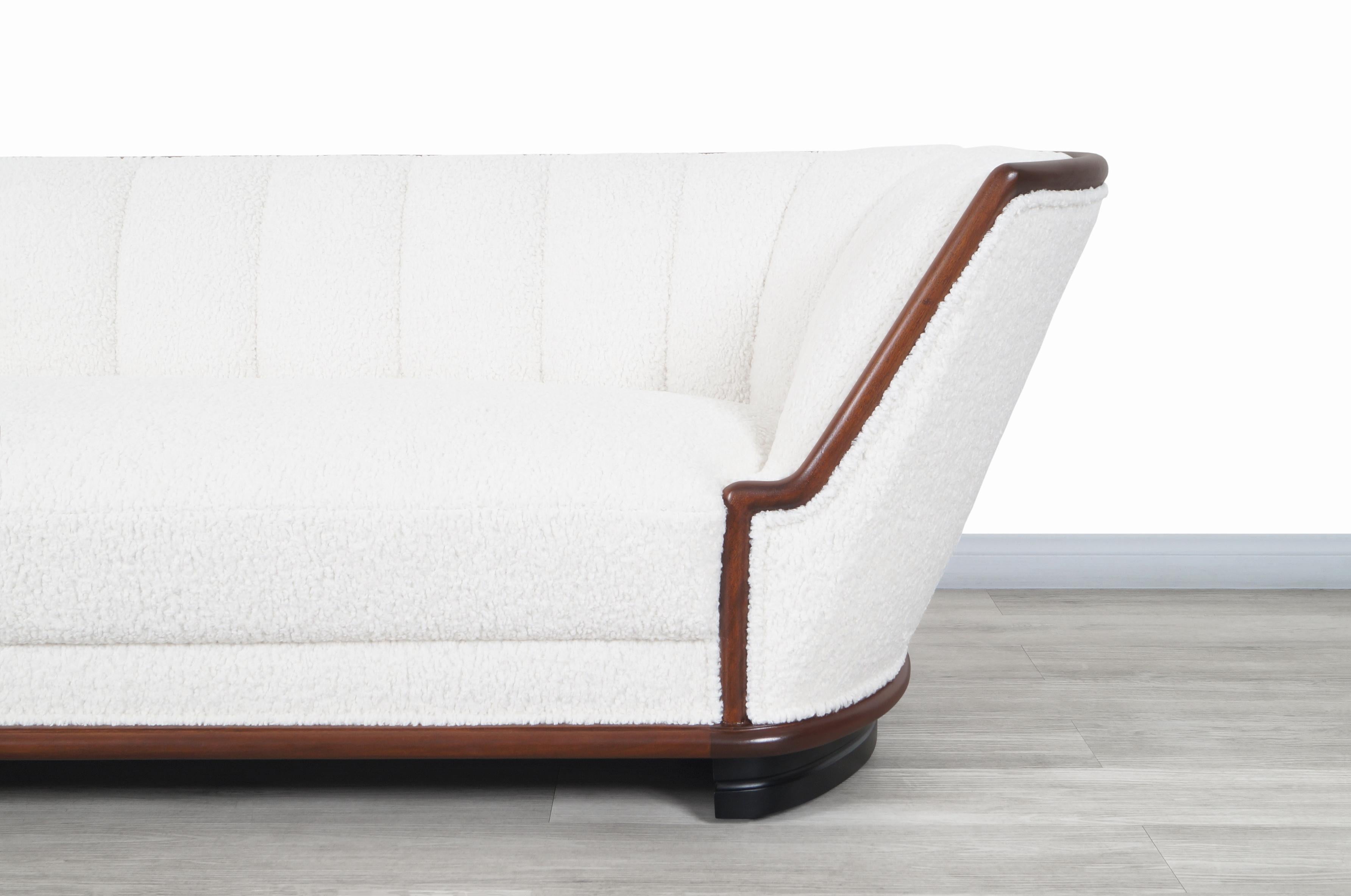 Mid-20th Century Vintage Art Deco Sofa in Boucle