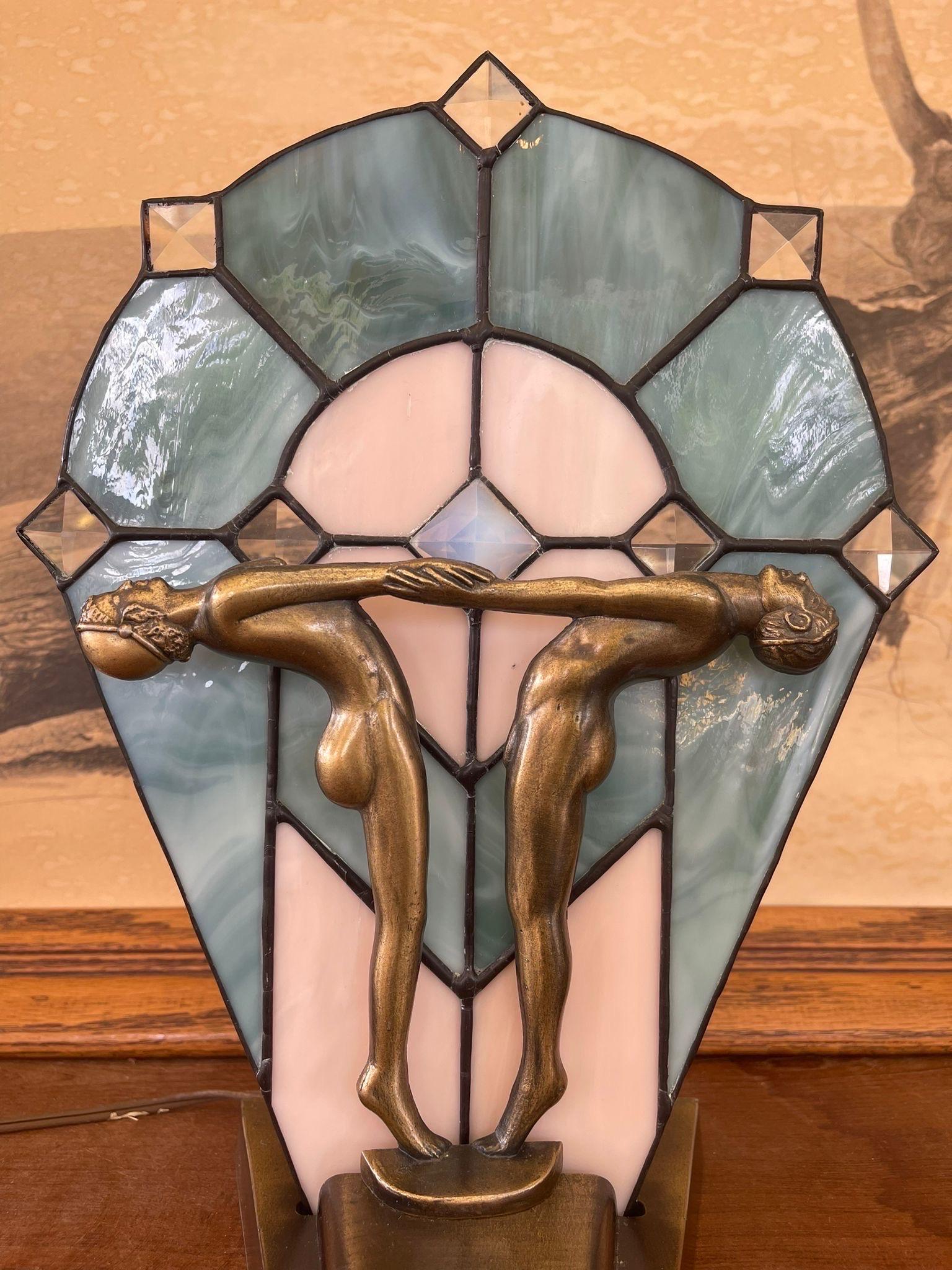 art deco stained glass lamp