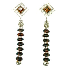 Vintage Art Deco Statement Rhondelle Column Earrings 1980s