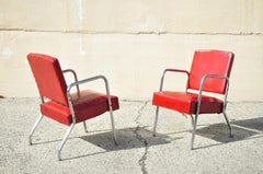 Vintage Art Deco Steel Metal Red Loveseat & Pair Lounge Chairs - 3pc Set by Yale