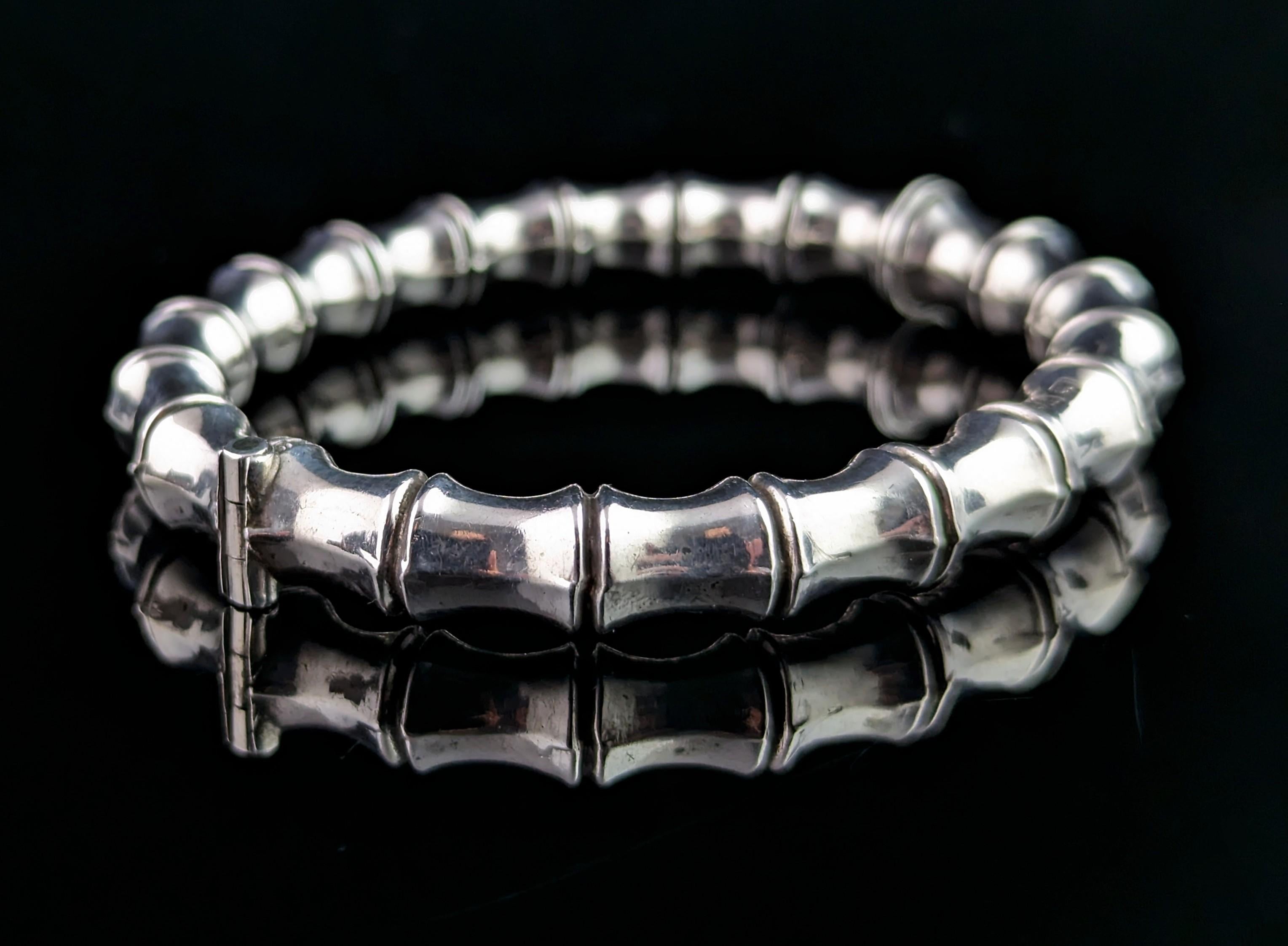 Vintage Art Deco sterling silver bamboo bangle at 1stDibs