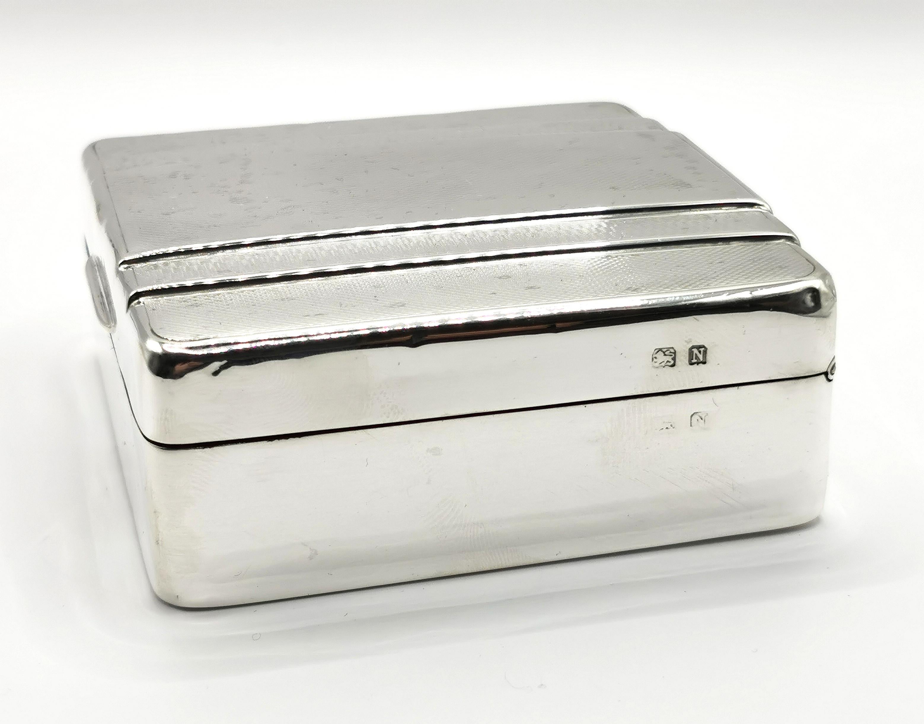 Vintage Art Deco Sterling Silver Cigarette Box  1