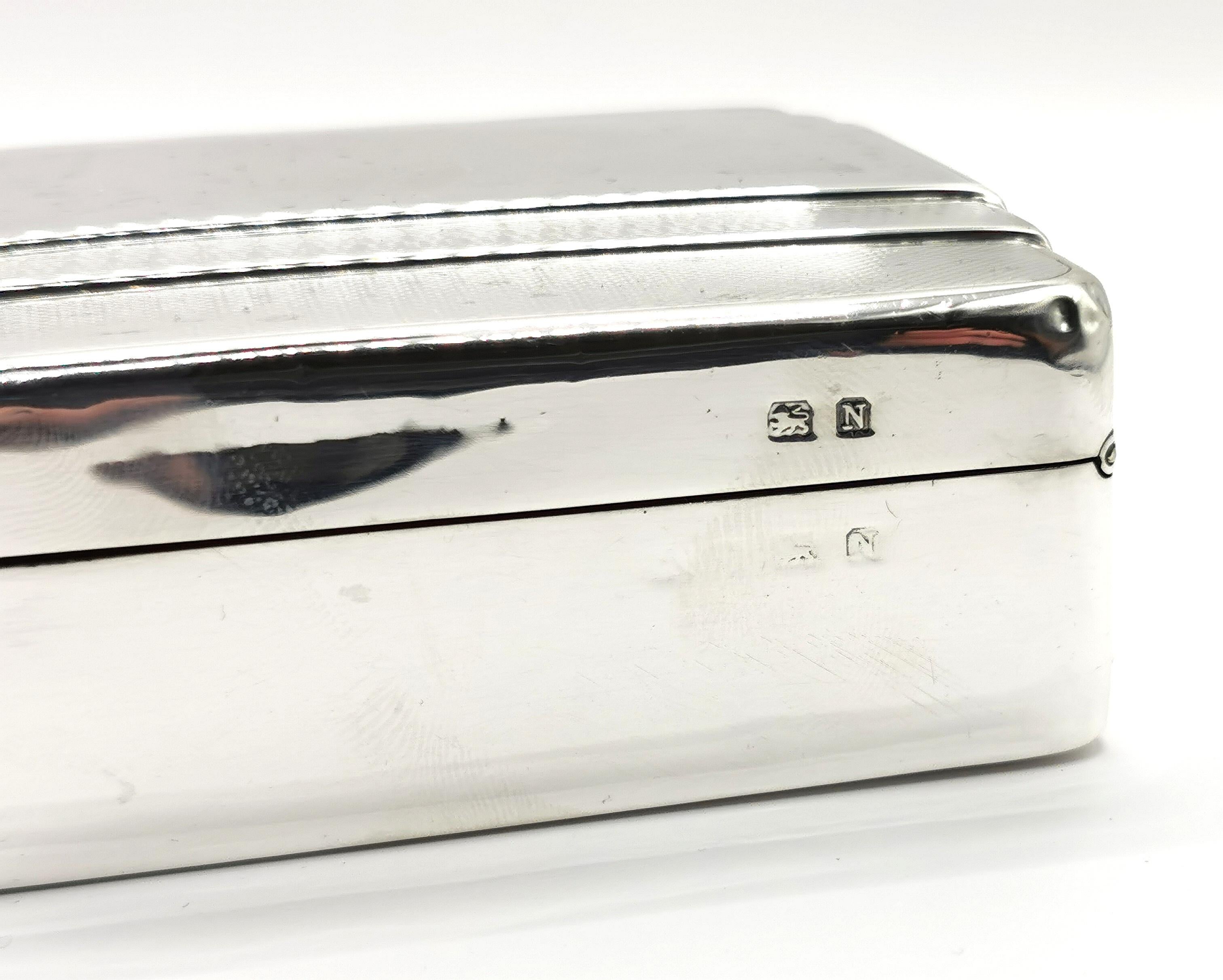 Vintage Art Deco Sterling Silver Cigarette Box  2