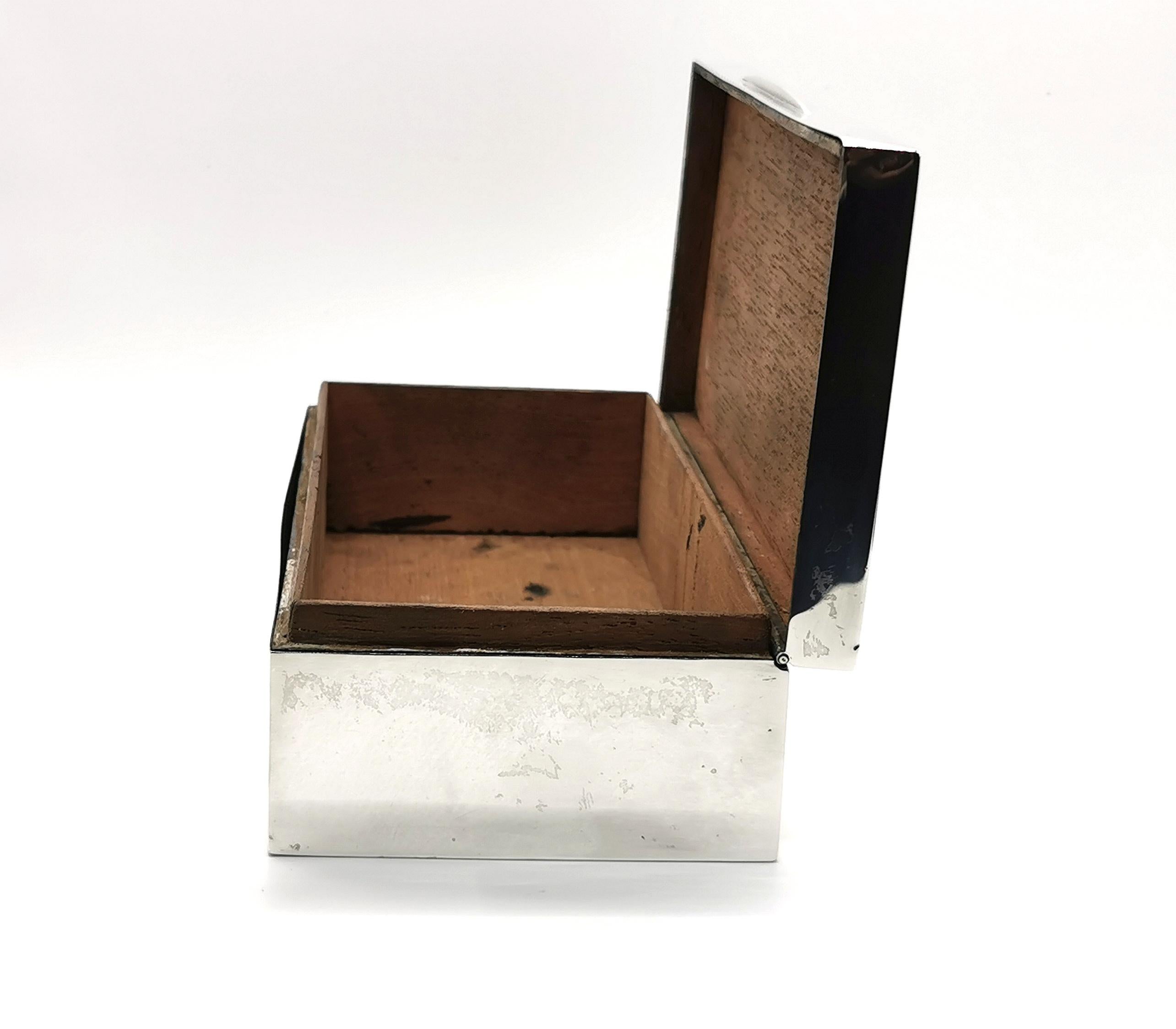 Vintage Art Deco Sterling Silver Cigarette Box, Large 2